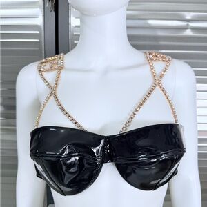 GCDS Crystal Latex Bra Bralette Embellished